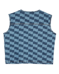 The Santa Cruz Womens Classic Label Gilet in Blue Wave Check