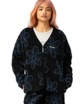 The Santa Cruz Womens Homebody Fleece Jacket in Black Daisy