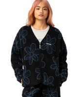 The Santa Cruz Womens Homebody Fleece Jacket in Black Daisy