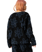 The Santa Cruz Womens Homebody Fleece Jacket in Black Daisy