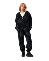 The Santa Cruz Womens Homebody Fleece Jacket in Black Daisy