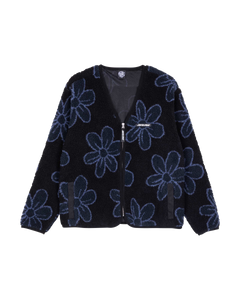 The Santa Cruz Womens Homebody Fleece Jacket in Black Daisy