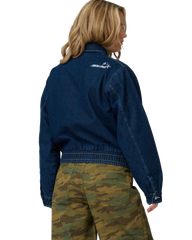 The Santa Cruz Womens Split Sun Bomber Jacket in Dark Denim