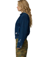 The Santa Cruz Womens Split Sun Bomber Jacket in Dark Denim