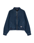 The Santa Cruz Womens Split Sun Bomber Jacket in Dark Denim