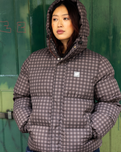 Opus Dot Quilted Jacket in Brown Gingham