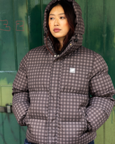 Opus Dot Quilted Jacket in Brown Gingham