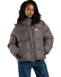 The Santa Cruz Womens Opus Dot Quilted Jacket in Brown Gingham
