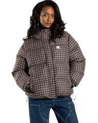 The Santa Cruz Womens Opus Dot Quilted Jacket in Brown Gingham