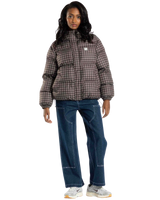 The Santa Cruz Womens Opus Dot Quilted Jacket in Brown Gingham