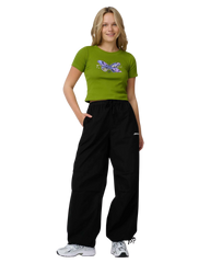 The Santa Cruz Womens Strip Parachute Trousers in Black