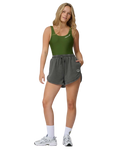 The Santa Cruz Womens Groovy Stack Joggers Shorts in Grey Wash