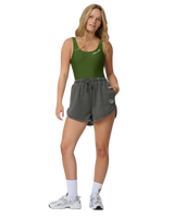 The Santa Cruz Womens Groovy Stack Joggers Shorts in Grey Wash