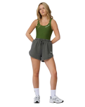 The Santa Cruz Womens Groovy Stack Joggers Shorts in Grey Wash