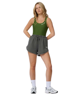 The Santa Cruz Womens Groovy Stack Joggers Shorts in Grey Wash