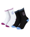 The Santa Cruz Womens Flower Stripe Socks (2 Pack) in Black & White