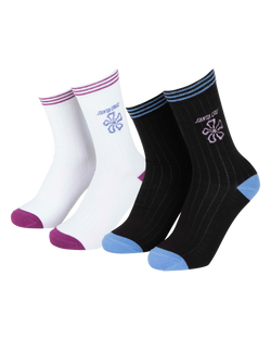 The Santa Cruz Womens Flower Stripe Socks (2 Pack) in Black & White