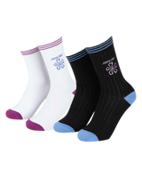 The Santa Cruz Womens Flower Stripe Socks (2 Pack) in Black & White