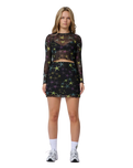 Strip Digi Mesh Mini Skirt in Starfish Repeat