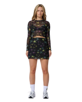 Strip Digi Mesh Mini Skirt in Starfish Repeat