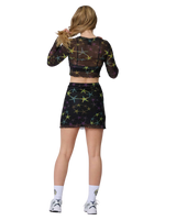 Strip Digi Mesh Mini Skirt in Starfish Repeat