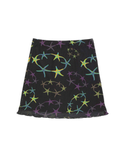 Strip Digi Mesh Mini Skirt in Starfish Repeat
