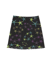 Strip Digi Mesh Mini Skirt in Starfish Repeat