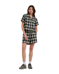 The Santa Cruz Womens Classic Check Crop Shirt in Navy & Green