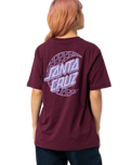 The Santa Cruz Womens Imprint Moon Dot T-Shirt in Dark Cherry