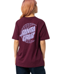 The Santa Cruz Womens Imprint Moon Dot T-Shirt in Dark Cherry