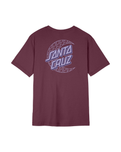 The Santa Cruz Womens Imprint Moon Dot T-Shirt in Dark Cherry