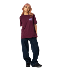 The Santa Cruz Womens Imprint Moon Dot T-Shirt in Dark Cherry