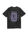 Sun Stamp Script T-Shirt in Charcoal Acid Wash
