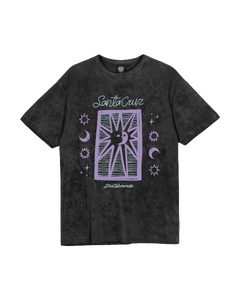 Sun Stamp Script T-Shirt in Charcoal Acid Wash