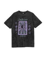 Sun Stamp Script T-Shirt in Charcoal Acid Wash