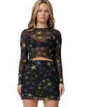 Strip Digi Mesh Crop Top in Starfish Repeat