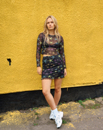 Strip Digi Mesh Crop Top in Starfish Repeat