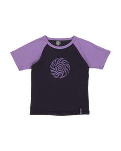 Helix Raglan T-Shirt in Black Wash & Purple Haze