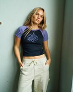 Helix Raglan T-Shirt in Black Wash & Purple Haze