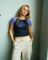 Helix Raglan T-Shirt in Black Wash & Purple Haze