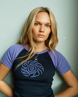 Helix Raglan T-Shirt in Black Wash & Purple Haze