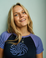 Helix Raglan T-Shirt in Black Wash & Purple Haze