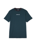 The Santa Cruz Womens Strip Embroidered T-Shirt in Deep Sea & Black Wash Stripe