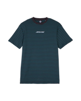 The Santa Cruz Womens Strip Embroidered T-Shirt in Deep Sea & Black Wash Stripe