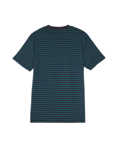 The Santa Cruz Womens Strip Embroidered T-Shirt in Deep Sea & Black Wash Stripe