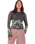 The Santa Cruz Womens Strip Boat Neck Top in Night Visions