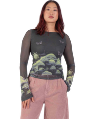 The Santa Cruz Womens Strip Boat Neck Top in Night Visions
