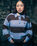 Groovy Stack Knit Polo Jumper in Blue & Brown Stripe
