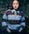 Groovy Stack Knit Polo Jumper in Blue & Brown Stripe
