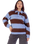 The Santa Cruz Womens Groovy Stack Knit Polo Jumper in Blue & Brown Stripe